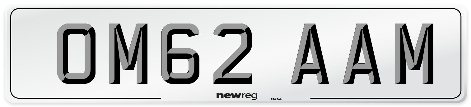 OM62 AAM Number Plate from New Reg